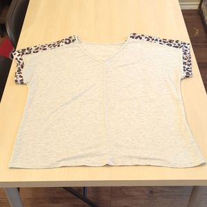 NWOT women's plus shirt leopard print sleeves